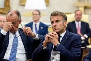 مکرون رهئیس جمهور فرانه و مرتس نخست وزیر آلمان