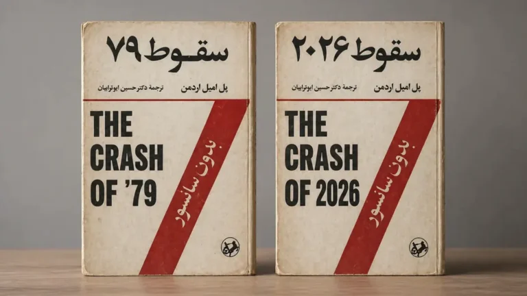 دو کتاب که روی یکی از آنها نوشته سقوط 79 و روی دیگری نوشته شده است سقوط 2026